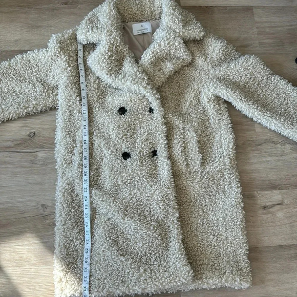 STRADIVARIUS DOUBLE BUTTON TEDDY COAT IN PUTTY-NEUTRAL sz M - Picture 5 of 10